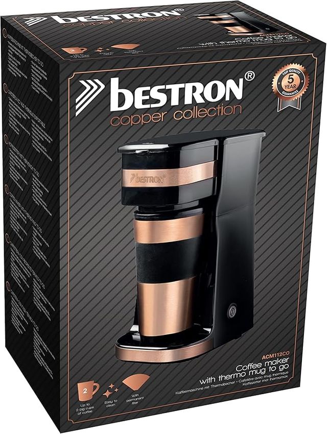Macchina da caffè Bestron in rame con tazza termica