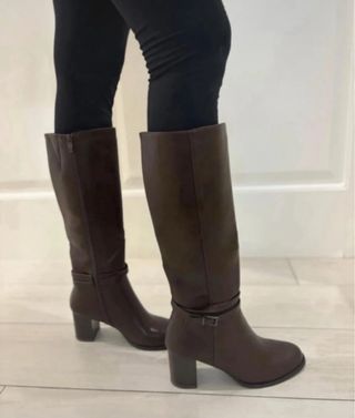 Stivali donna tacco marrone tg 36 nuovi