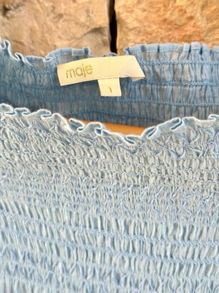 Camisa Maje azul manga larga smock