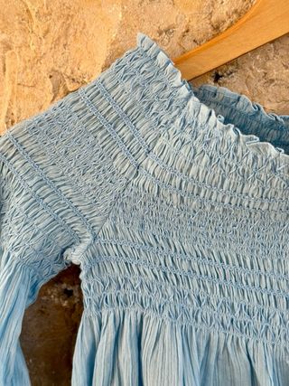 Camisa Maje azul manga larga smock