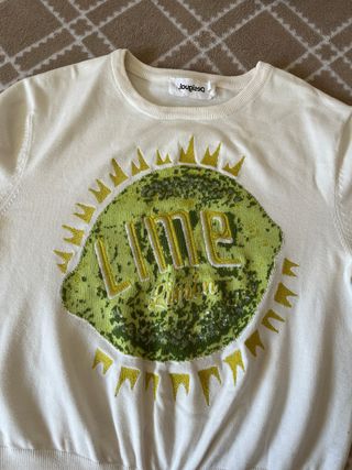 Jersey Desigual con lentejuelas limón