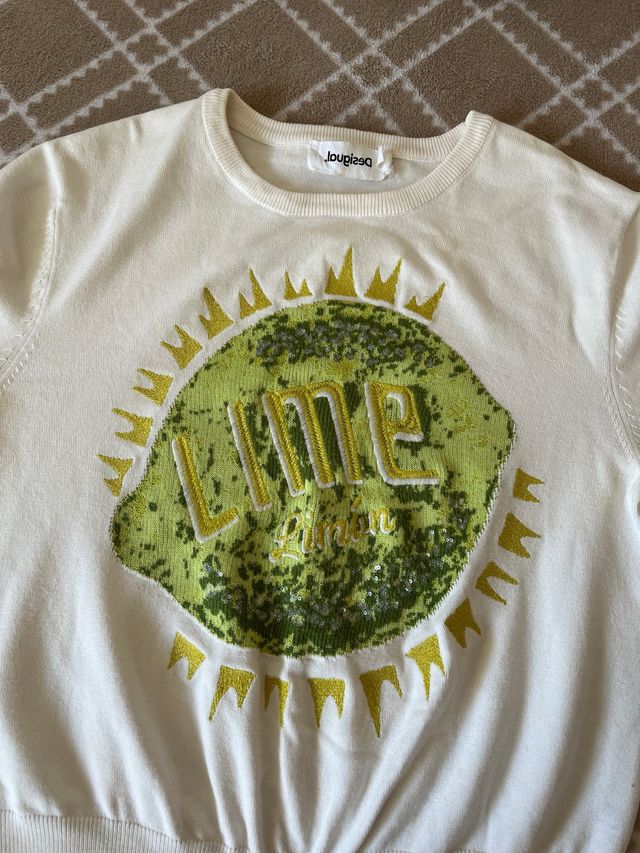 Jersey Desigual con lentejuelas limón