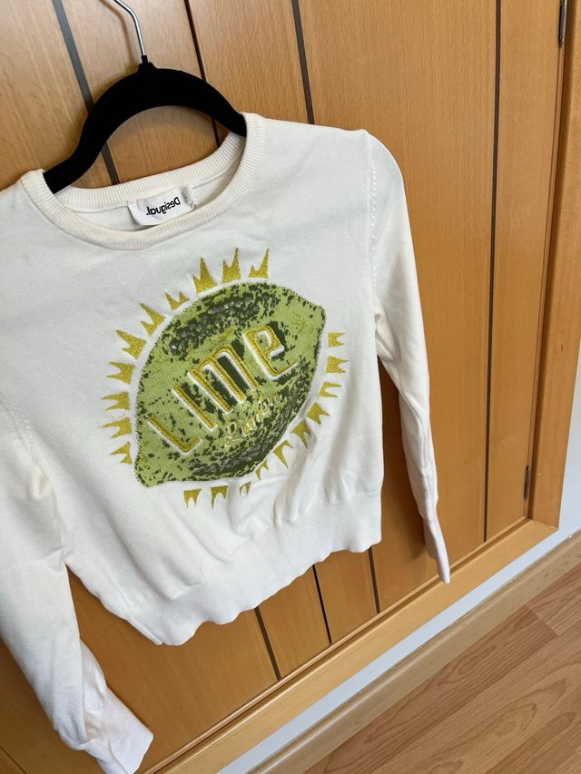 Jersey Desigual con lentejuelas limón