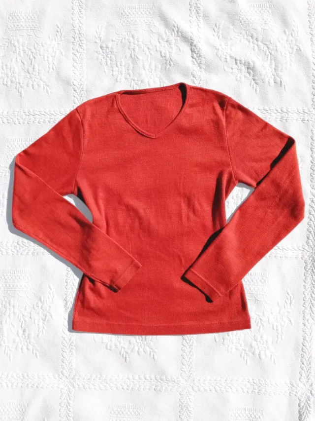 Maglia di lana a maniche lunghe color ruggine