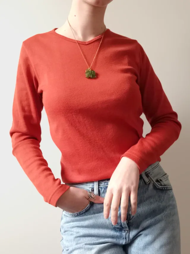 Maglia di lana a maniche lunghe color ruggine