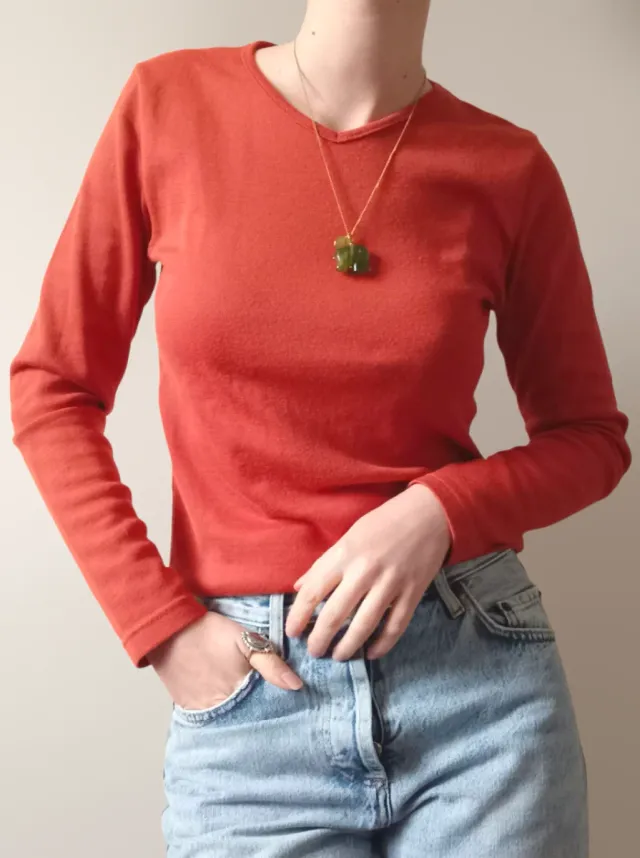 Maglia di lana a maniche lunghe color ruggine