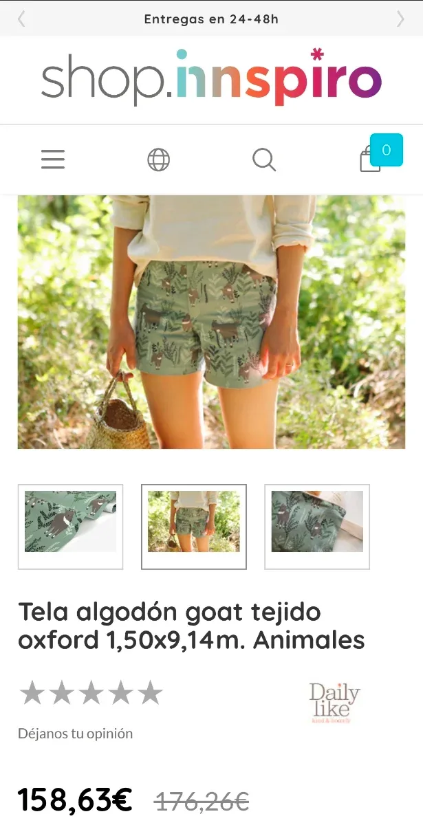 Tela Algodón Goat Tejido Oxford 1.50x9.14m
