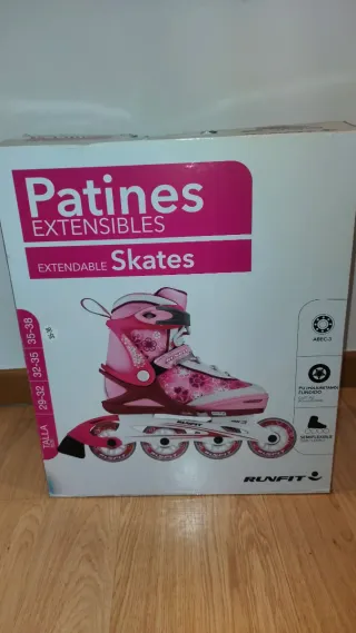 Patines Extensibles Runfit Talla 35-38 Rosa Nuevos