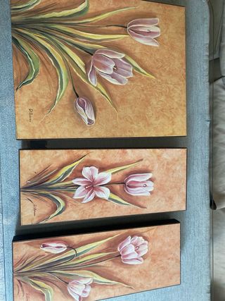 Set 3 Cuadros Tulipan Madera