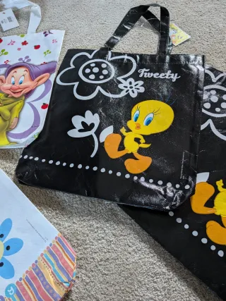 Set 5 Borse di plastica con personaggi