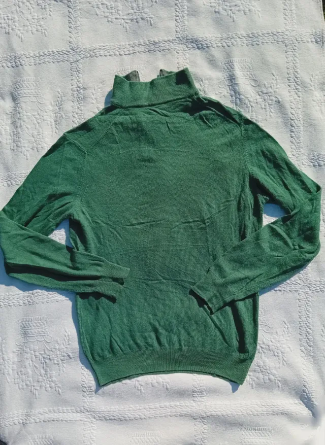 Pullover verde mare scuro con zip e collo alto