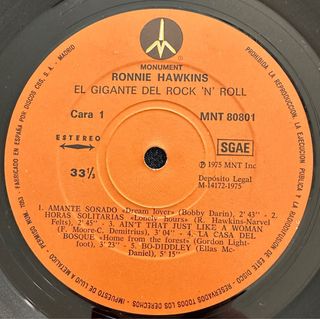 RONNIE HAWKINS VINILO LP GIGANTE ROCK N ROLL 1975