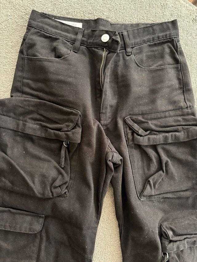Pantalones Cargo Zara Negros Talla 36