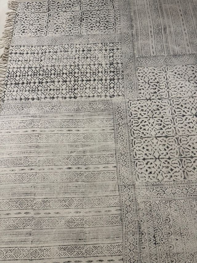 Alfombra salón/dormitorio patchwork gris y blanco