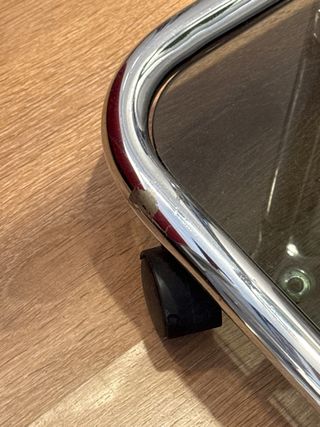 Mesa auxiliar vintage cristal y cromado tubular