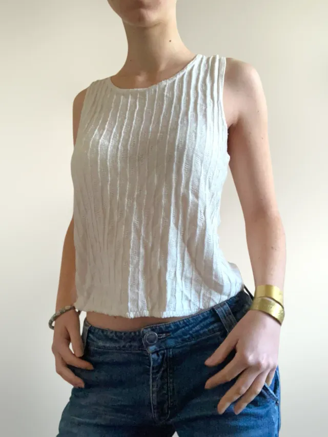 Canotta gilet traforata panna