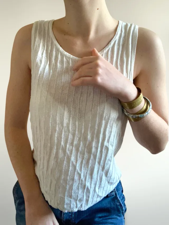 Canotta gilet traforata panna