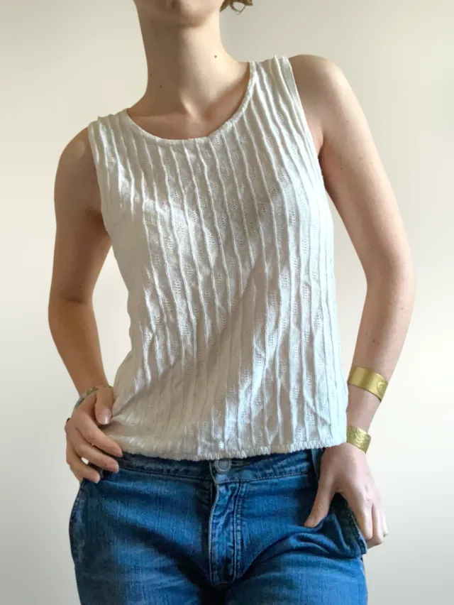 Canotta gilet traforata panna