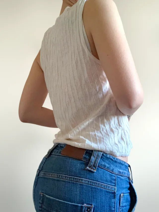 Canotta gilet traforata panna