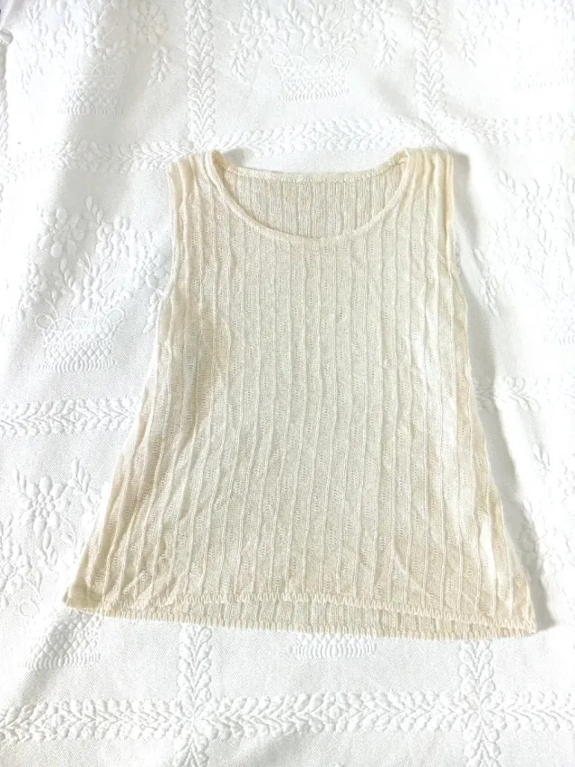 Canotta gilet traforata panna