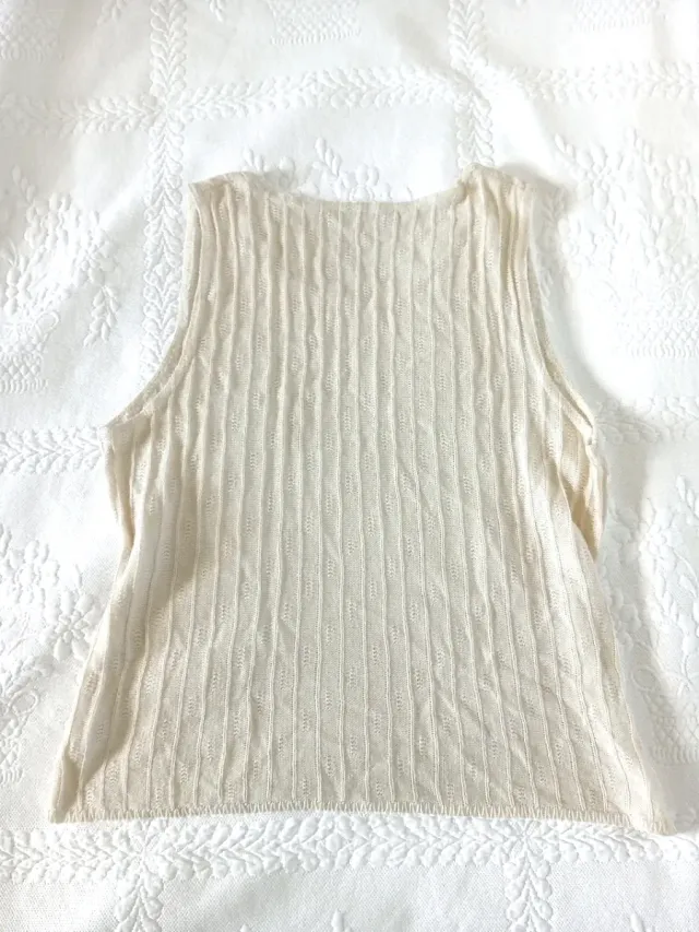 Canotta gilet traforata panna