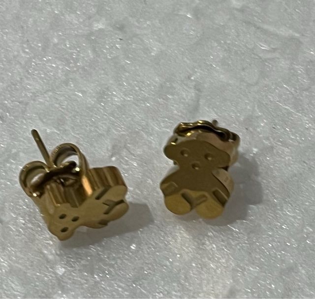Pendientes Oso Marrón y Dorado