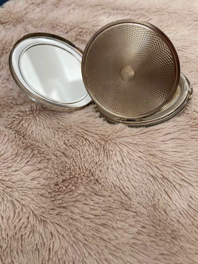 Polvera bolso plata 7 cm diámetro 2 alto