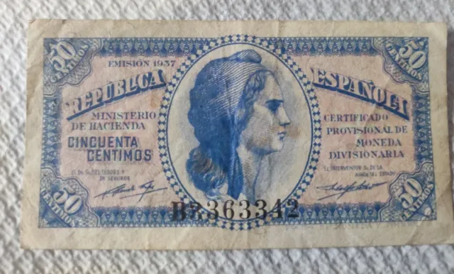 Billete 50 céntimos República Española 1937