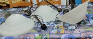 Lampadario ferro battuto e vetro