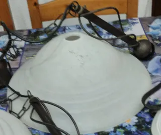 Lampadario ferro battuto e vetro