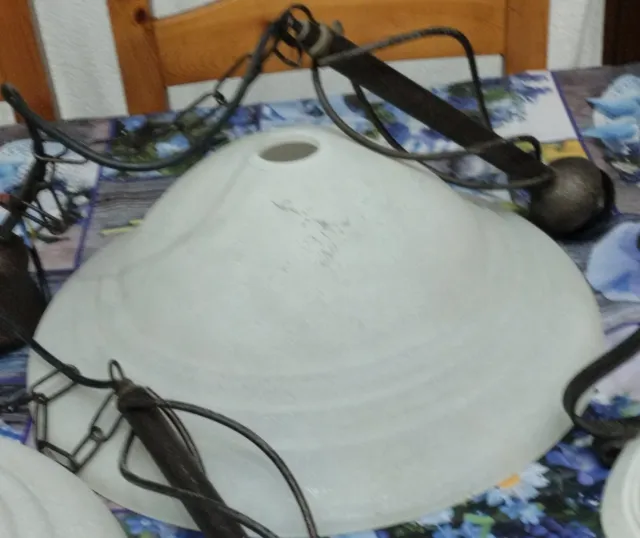 Lampadario ferro battuto e vetro