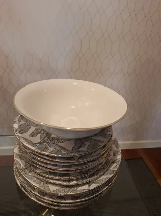 Set Vajilla Platos Llanos Postre Ensaladera