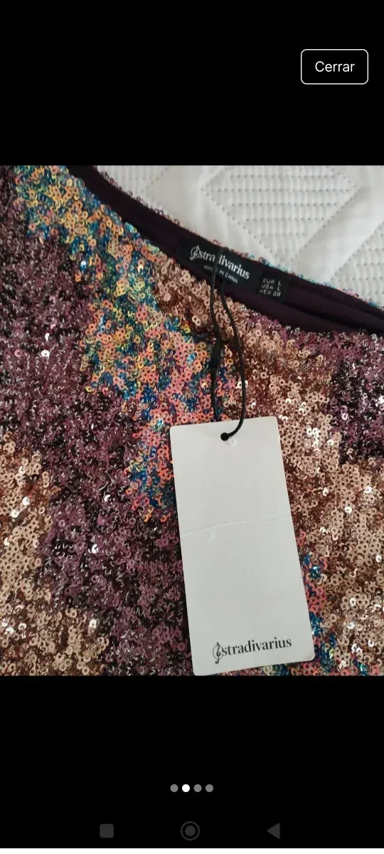 Vestido lentejuelas dorado y morado