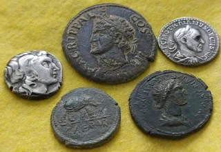 Lote 5 Monedas Romanas Réplica Bronce/Plata