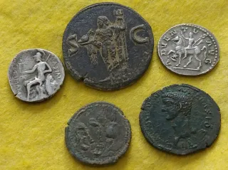 Lote 5 Monedas Romanas Réplica Bronce/Plata