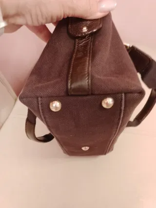 Borsa Gucci Bauletto Tessuto Cordura Pelle Marrone