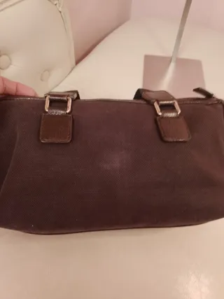 Borsa Gucci Bauletto Tessuto Cordura Pelle Marrone