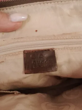 Borsa Gucci Bauletto Tessuto Cordura Pelle Marrone