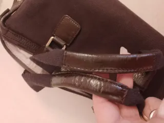 Borsa Gucci Bauletto Tessuto Cordura Pelle Marrone