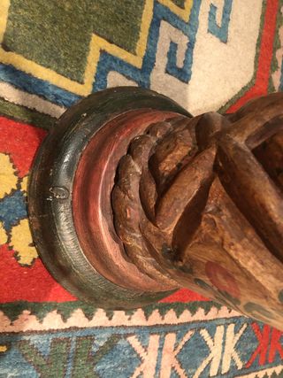 Columna Colonial Antigua Tallada Policromada