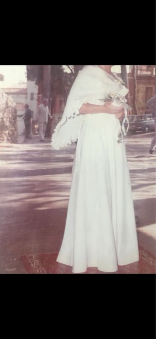 Vestido largo fiesta/novia blanco + pañoleta