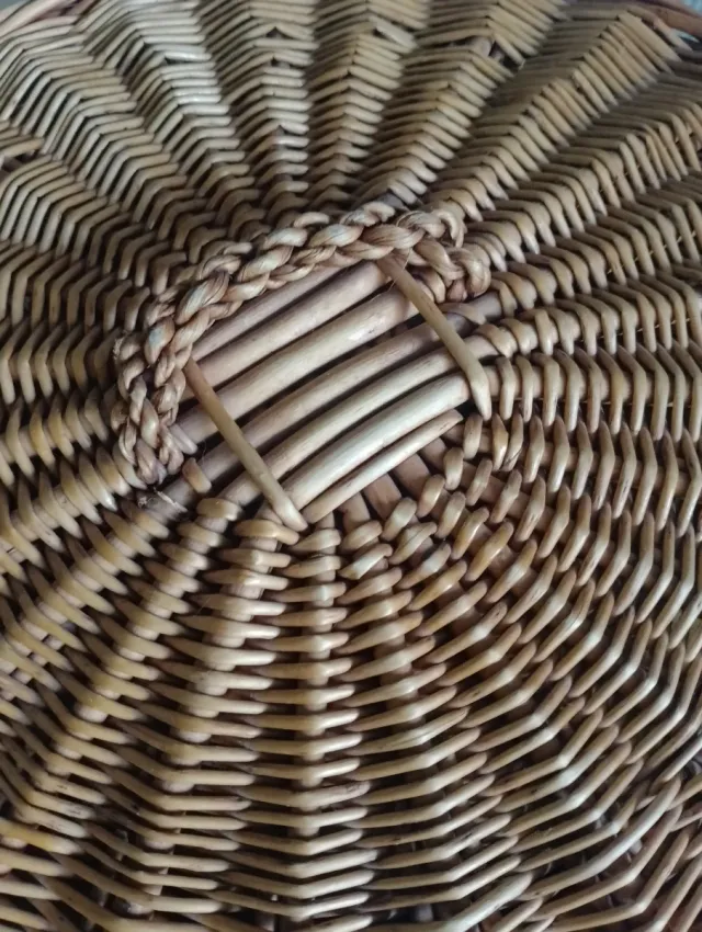 Cesto Mimbre Juguetero/Ropero Forrado Miel