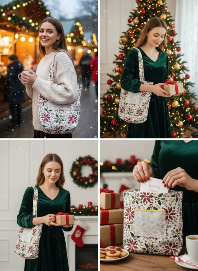 Bolsa de tela navideña