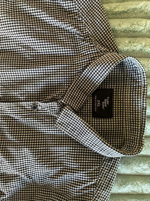 Camisa de hombre cuadros blanco y negro