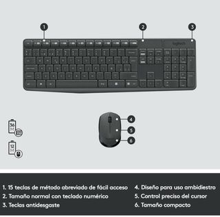 Teclado y ratón inalámbrico Logitech negro