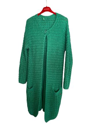 Cardigan Lana Verde Bottoni e Tasche