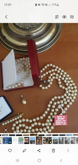 Juego Collar, Pulsera, Broche y Colgante Perla