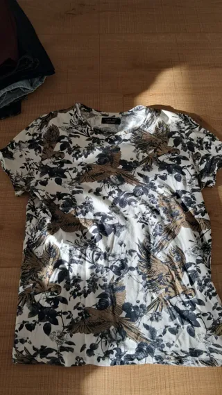 Camiseta Zara Talla S Estampado Pájaros
