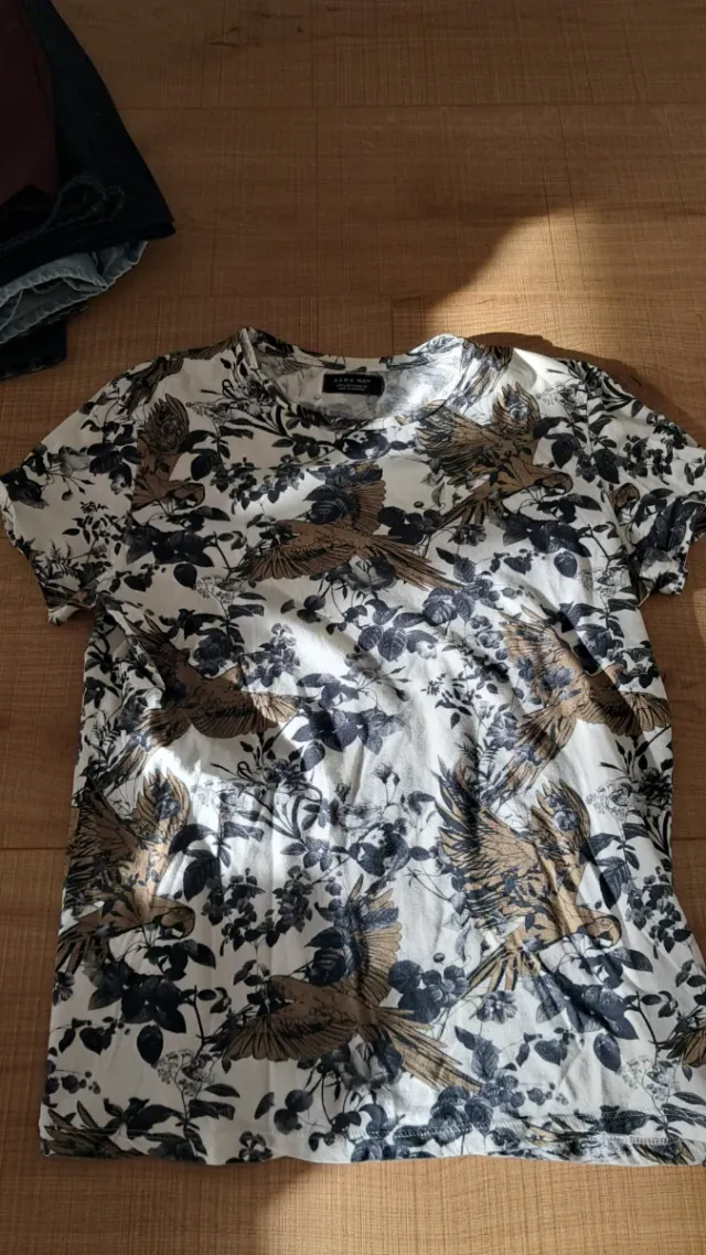 Camiseta Zara Talla S Estampado Pájaros