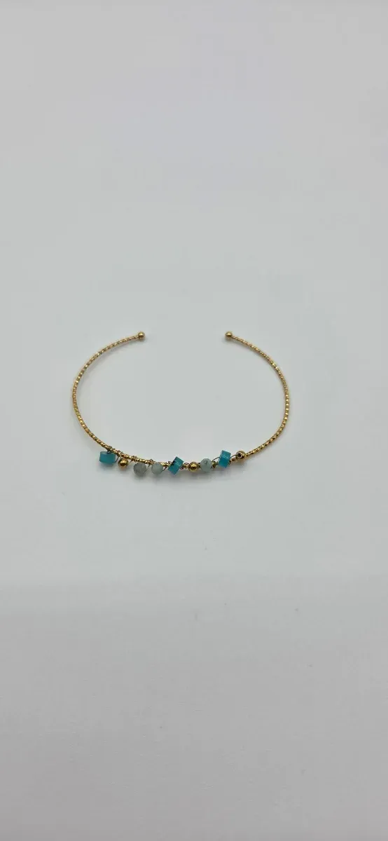 Pulsera Acero Quirúrgico con Piedras Azules